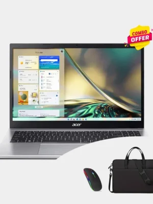 Acer Aspire 3 Intel Core i5 12th Gen, 8GB 512GB SSD, 15.6 Inch Full HD, Intel Integrated Graphics, Windows 11 Home, Silver Laptop + Laptop Bag + Wireless Mouse