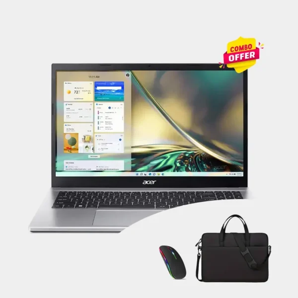 Acer Aspire 3 Intel Core i5 12th Gen, 8GB 512GB SSD, 15.6 Inch Full HD, Intel Integrated Graphics, Windows 11 Home, Silver Laptop + Laptop Bag + Wireless Mouse