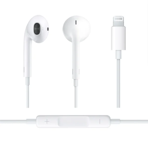 Close-up of White Apple EarPods with Built-in Remote and Mic