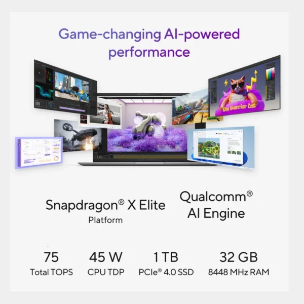 ASUS Vivobook S 15 OLED S5507QA – Snapdragon X Elite, 32GB RAM, 1TB SSD, 15.6” 3K OLED 120Hz Display, Qualcomm Adreno GPU, Windows 11 Home, Eng-Arab Keyboard, Silver | S5507QA-MA001W