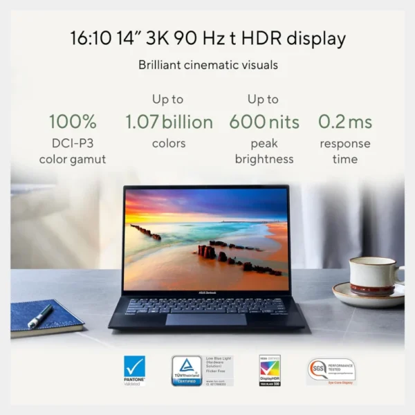 ASUS ZENBOOK 14 OLED UM3402YA | AMD Ryzen 5 7430U | 8GB RAM, 512GB SSD | 14.0" 2.8K OLED | AMD Radeon Graphics | Win11 Home, Eng-Arab Keyboard, Black | UM3402YA-KM766W