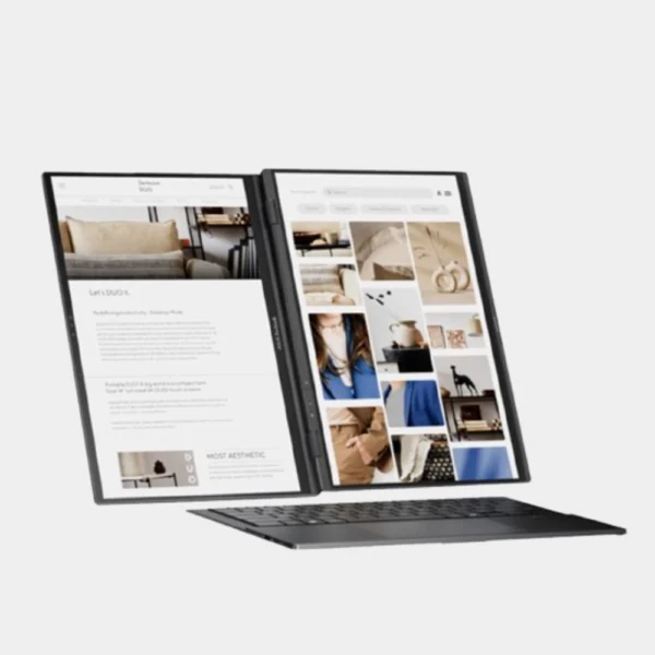ASUS ZENBOOK DUO OLED UX8406MA-OLEDI7IG Intel Core Ultra 7 155H 1.4GHz, 16GB RAM, 1TB SSD, 14.0" WQ+ OLED Touch Screen, Intel Arc Graphics, Win11 Home, Eng-Arab K/B, Grey + Sleeve, Stylus