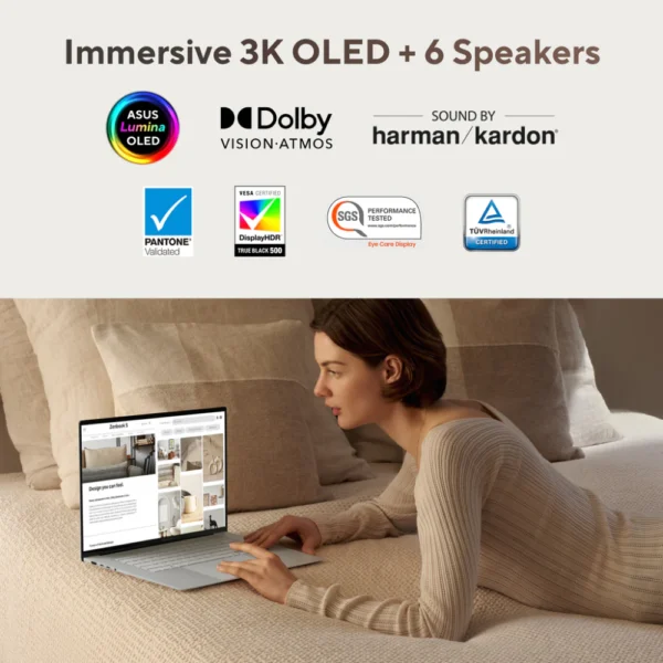 ASUS ZENBOOK S 16 OLED UM5606WA | AMD Ryzen AI 9 HX370 | 32GB RAM, 2TB SSD | 16.0" 3K OLED 120Hz | AMD Radeon 890M Graphics | Win11 Home, Eng-Arab Keyboard, White | UM5606WA-RK233W